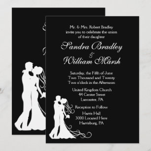 Convites Casamento Branca Negra-Noiva e-Noite