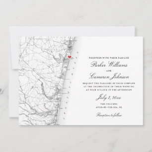 Convites Casamento branco branco branco negro do mapa do Av