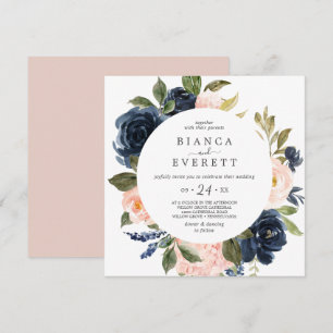 Convites Casamento Branco Casual Quadrado Branco das Flores