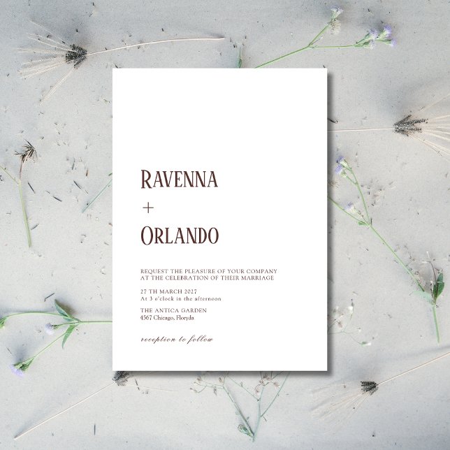 Convites Casamento Branco Chocolate Minimalista Simples Mod (Criador carregado)