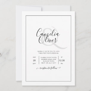 Convites Casamento Branco Clássico Elegante All-in-1