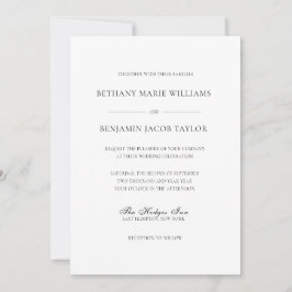 Convites Casamento Branco Clássico Elegante com RSVP