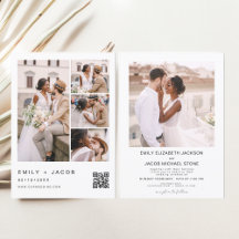 Casamento Branco com código QR de Foto Minimalista