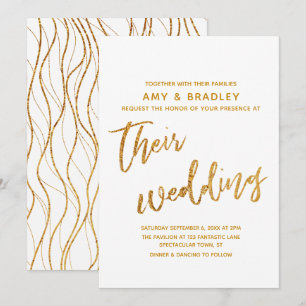 Convites Casamento Branco com Escrita Manual de Ondas Doura