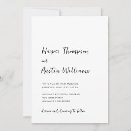 Convites Casamento Branco com Roteiro Minimalista Moderno