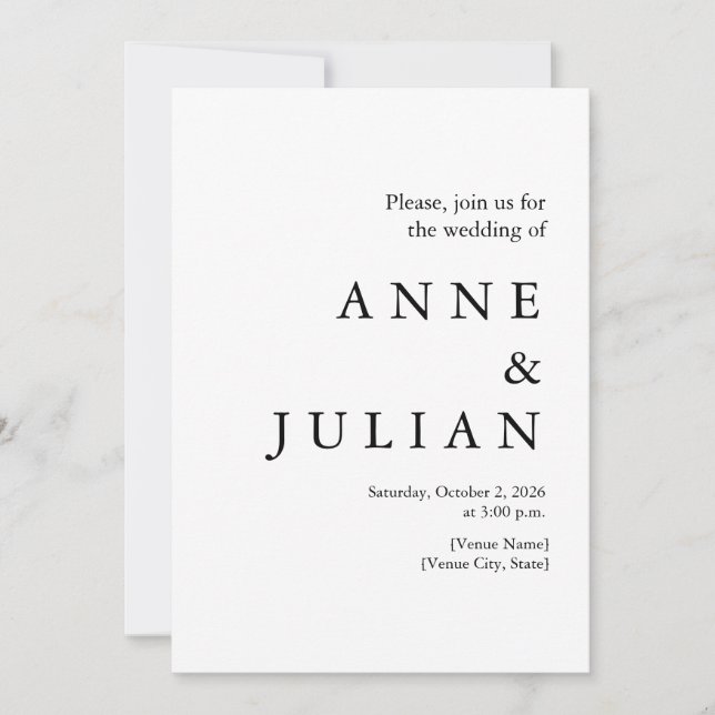 Convites Casamento Branco com uma foto & Código QR (Frente)