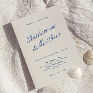 Convites Casamento Branco Costeiro e Azul Marinho