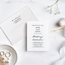 Convites Casamento Branco da Caligrafia Minimalista de Scri