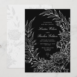Convites Casamento Branco da Flor Romântica Negra