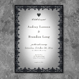 Convites Casamento Branco da Fronteira Gótica Vitoriana