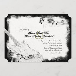 Convites Casamento branco da música do preto Funky da