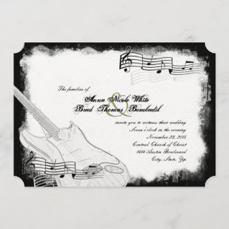 Convites Casamento branco da música do preto Funky da