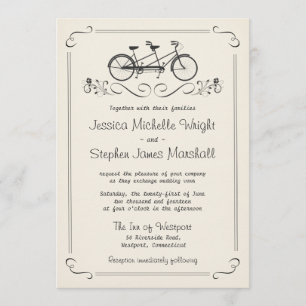Convites Casamento Branco da Vintage da Bicicleta Tandem