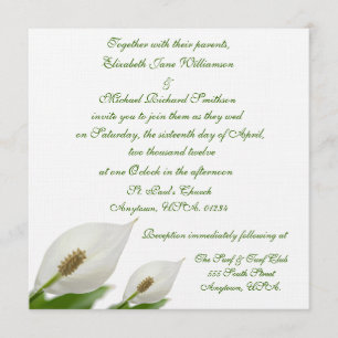 Convites Casamento Branco das Flores Calla Lily
