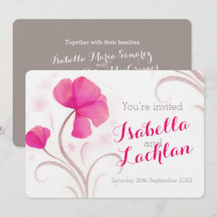 Convites Casamento branco de cinza rosa-rosa com flor silve