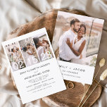 Convites Casamento Branco de Colagem de Quatro Fotos Minima<br><div class="desc">Colagem de Fotos Moderna Elegante Quatro (4) e Convite Minimalista de Casamento de Grande Data. Os cartões de convite para o casamento contêm uma tipografia moderna que é elegante,  simples e moderna para usar depois de você celebrar o dia de casamento simples e minimalista.</div>