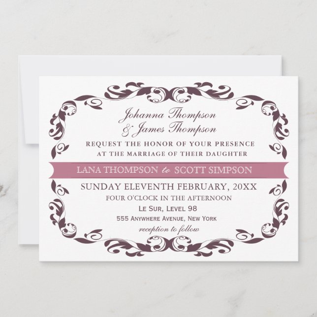 Convites Casamento Branco de Flourish Flourish, Vitoriano E (Frente)