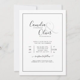 Convites Casamento Branco de Fontes Negras Clássicas All-in