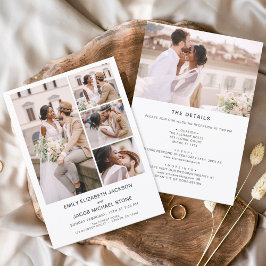 Convites Casamento Branco De Foto Minimalista