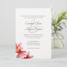 Convites Casamento Branco de Frangipani Floral Rosa