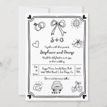 Casamento branco de rabisco desenhado à mão