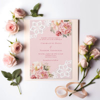 Casamento branco de renda floral rosa