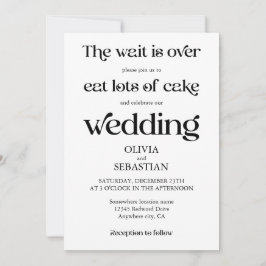 Convites Casamento Branco de Script Minimalista e Engraçado