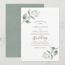Convites Casamento Branco Delicado Eucalyptus Sprigs