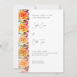 Convites Casamento Branco dos Rosas de Ombre Laranja Modern