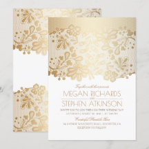 Casamento Branco Dourado Lace Elegante Vintage