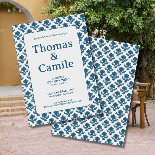 Convites Casamento Branco e Azul da Tapeçaria Francesa