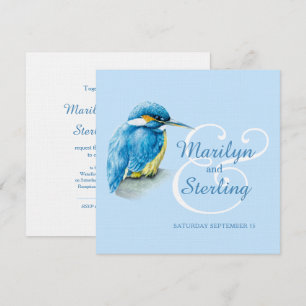 Convites Casamento branco e azul de aves do Kingfisher