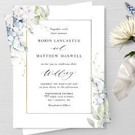 Convites Casamento branco e azul-esbranquiçado e verde