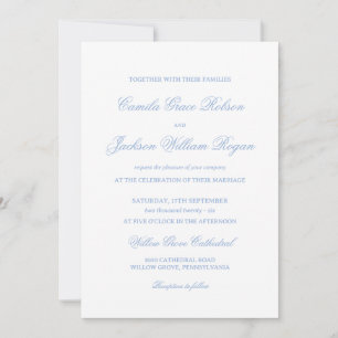 Convites Casamento Branco e Azul Poeira