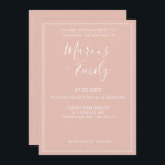 Convites Casamento Branco e Blush Minimalista Moderno<br><div class="desc">convite de casamento bonito,  moderno,  minimalista e moderno apresenta fundo cor-de-rosa pincelado com blocos de texto personalizáveis brancos em fontes modernas</div>