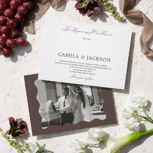 Convites Casamento Branco e Chocolate Marrom