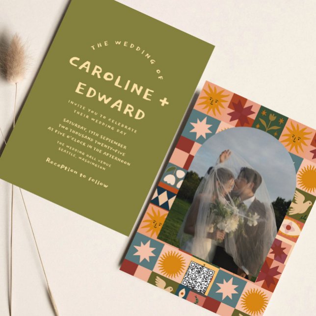 Convites Casamento branco e colorido (Criador carregado)