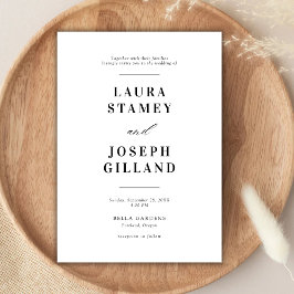 Convites Casamento Branco e Negro Clássico Elegante