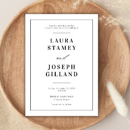 Convites Casamento Branco e Negro Clássico Elegante