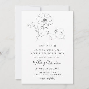 Convites Casamento branco e preto botânico