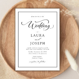 Convites Casamento Branco e Preto Clássico Elegante