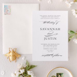 Convites Casamento Branco e Preto Clássico Formal