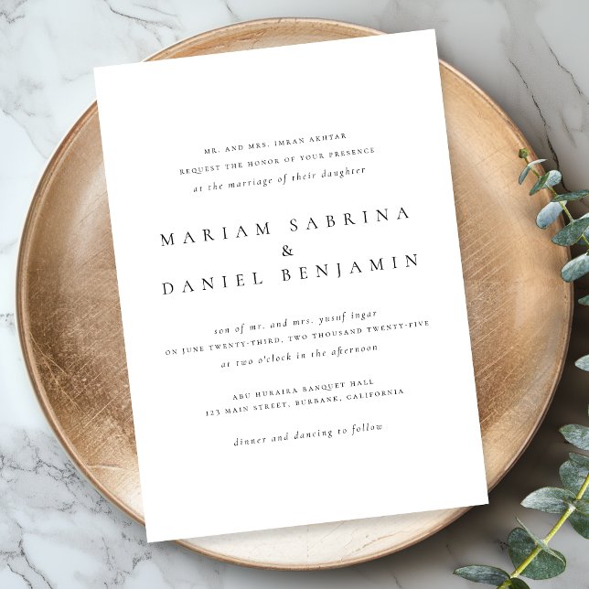 Convites Casamento Branco e Preto com Script Clássico Simpl (Criador carregado)