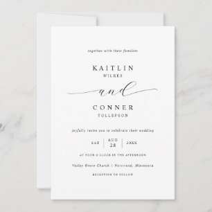 Convites Casamento branco e preto de luxo elegante