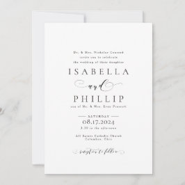 Convites Casamento branco e preto elegante formal