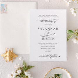 Convites Casamento Branco e Preto Formal Elegante