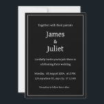 Convites Casamento branco e preto minimalista simples e ele<br><div class="desc">Este convite de casamento preto e branco minimalista exumenta elegância eterno com suas linhas limpas e esquema monocromático de cores. Fontes deliciosas e fluentes adicionam um toque de graça, destacando detalhes essenciais sem detalhes excessivos. Ideal para casais que buscam sofisticação subestimada, dá o tom para uma celebração chique e refinada....</div>