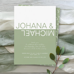 Convites Casamento branco e verde-sábio