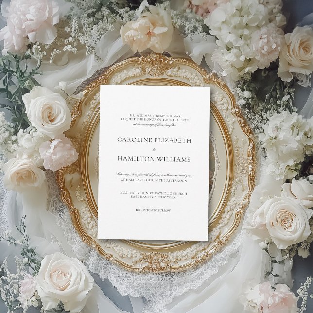 Convites Casamento Branco Elegante com Caligrafia Negra Sim (Criador carregado)