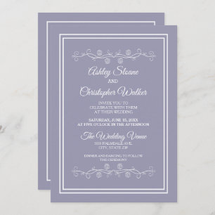 Convites Casamento Branco Elegante Lilac Purple